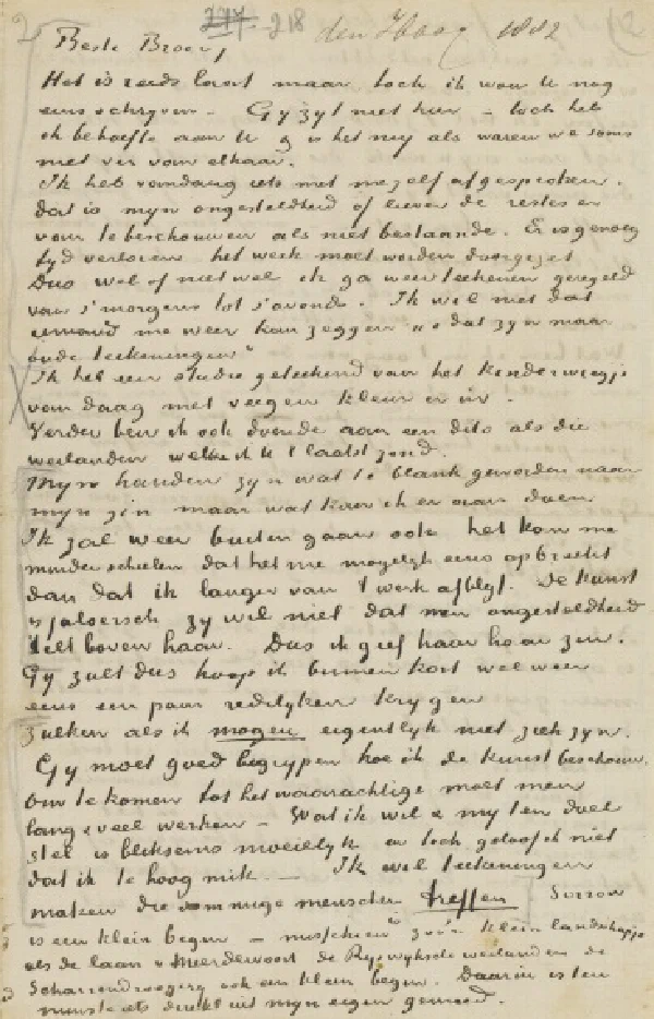Facsimile of a letter from Vincent van Gogh